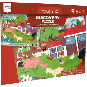 Scratch Puzzel Magnetisch: DISCOVERY - BOERDERIJ 48pcs 24,5x30,5cm (gesloten), 52,3x30,5cm (open), 2-in-1: puzzel en ontdek, 3+