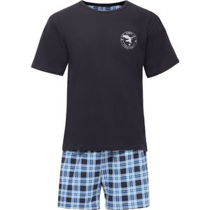 Timone TI-TI30-108-PJ Heren Pyjama - ronde hals - korte mouwen - korte broek - Katoen - Grafiet/Geruit4 - S
