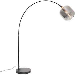 QAZQA zuzanna - Moderne Booglamp | Vloerlamp | Staande Lamp - 1 lichts - H 170 cm - Zwart Goud - Woonkamer | Slaapkamer | Keuken