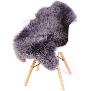 Fluffy Donzig Wit Bruin Crème Vloerkleed Schapenvacht voor Slaapkamer - Echt Dieren Deken 110 cm