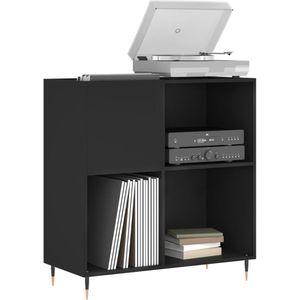 Platenspeler Meubel - LP-kast - Platenspelerkast - Draaitafelstandaard - Platenspelerstandaard - Vintage Displayplank - Zwart