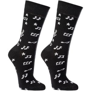 2 paar | Dames sokken | Herensokken | maten 36-41 | vrolijke sokken | grappige sokken | happy socks printjes | thema muziek