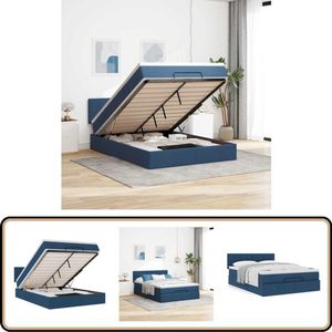 vidaXL Ottoman Bed - 140x200cm - Inclusief Matras - Blauw Ottoman Bed - Tweepersoons Bed - Boxspring Bed - Slaapcomfort - Opbergruimte