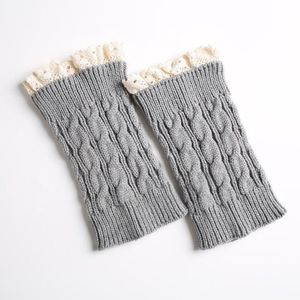 Dames kanten beenwarmers - 18 cm + 2 cm kanten rand - Gebreide winterlaarssokken - Beenwarmers - Laarswarmers - Gebreide warme korte beenwarmers - Herfst en winter korte kanten twist beenwarmers