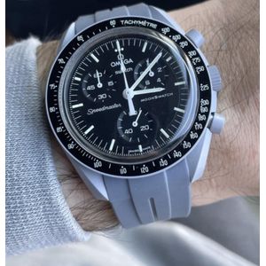 Bandje voor Omega x Swatch MoonSwatch - Rolex Horloge - SEIKO Horloge - 20mm - Zacht Rubber - Grijs