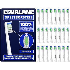 EQUALANE - Opzetborstels geschikt voor Philips Sonicare tandenborstels - Wit - 24 Stuks