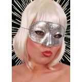 Oogmasker domino glitter zilver