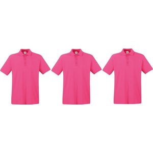 3-Pack maat 2XL roze polo shirt premium van katoen voor heren - Polo t-shirts voor heren