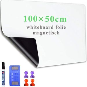 Magnetisch Whiteboard Folie 50*100cm Zelfklevend Weekplanner Papier met Marker en Wissers - Droogwisborden voor Gladde Oppervlakken op School, Kantoor, Thuis