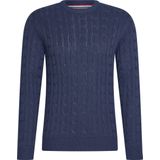 Cappuccino Italia - Heren Sweaters Cable Pullover Navy - Blauw - Maat XL