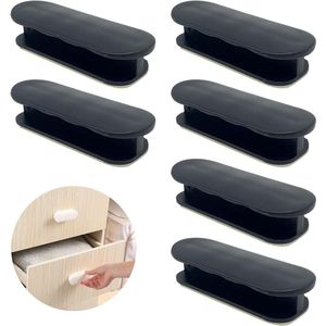 6-Pack Balcony Door Handles Cabinet Handle Self Adhesive Plastic Handles for Refrigerator Furniture Drawers Glass Doors - Black