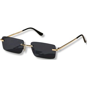 Bovista Zonnebril Voor Dames & Heren - Zonnenbrillen - Zonnenbril - Sun Glasses - Sunglasses - Techno Bril - Rave & Festival - Premium Quality - Gouden Montuur Grijze Glazen