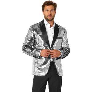 OppoSuits Mannen Blazer Shiny Silver Sequins - Heren Colbert - Glitter - Zilver - Maat EU 50