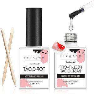 15ml Top Coat and Peel Off Base Coat Set - 2Pcs Shine Finish Long Lasting No Filing Soak Off Clear Top Base Gel UV LED Nail Lamp Required for Women Nail Art DIY