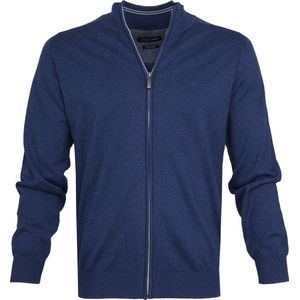 Casa Moda heren vest katoen - blauw (met rits) -  Maat XXXXL