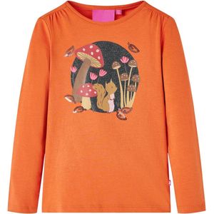 vidaXL - Kindershirt - met - lange - mouwen - 92 - oranjebruin
