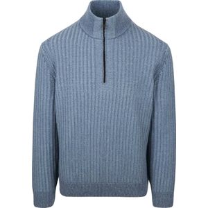 BOSS Kwinter Half Zip Trui Wool Blend Blauw - Maat M - Heren - Schipperstrui