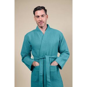 Sauna Wafel Badjas Heren – Cozylion – 100% Duurzaam Katoen – Oeko-Tex – Olijf Groen – Kimono Stijl – Wafel Badjassen Mannen – Sauna & Wellness Ochtendjas voor Man