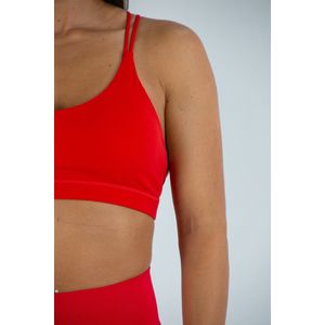 Gymhunterz - Dames Fitness sport BH's - Workout Crop Top - V-hals - Reathable & Elastisch materiaal - zweetafvoerende functie, stretch in vier richtingen - extra boterzacht handgevoel - Kleur Rood - Maat L