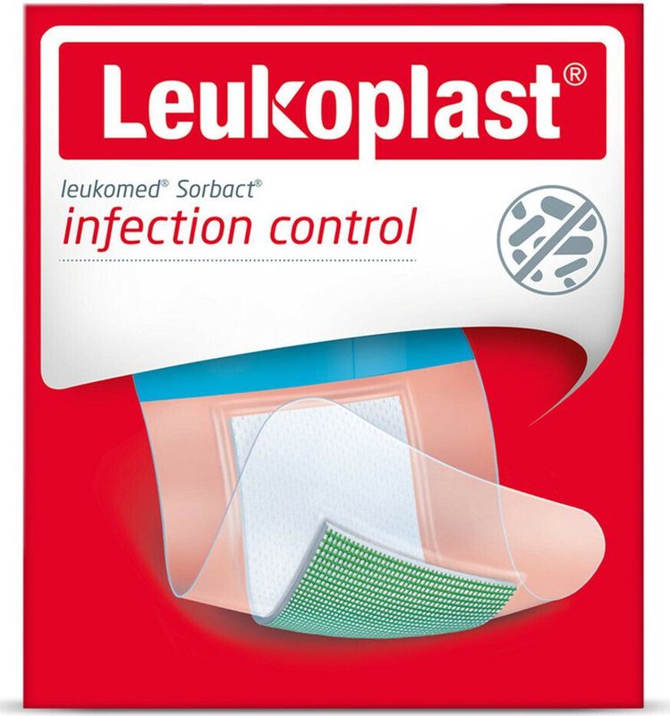 Leukoplast Leukomed Sorbact Bacteriënbindende Eilandpleister 5 cm x 7,2 cm 3 stuks