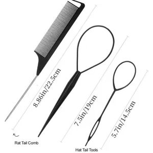 Haarlussen set met Antistatisch punt kam- Hair tool set met Antistatisch punt kam - Topsy Tail set - Haar tool set met Antistatisch punt kam- Haarstyling set