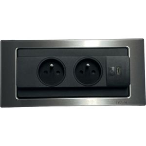 Evoline backflip rvs 2x stopcontact en USB-C lader