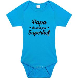 Papa superlief tekst baby rompertje blauw jongens - Kraamcadeau/ Vaderdag cadeau - Babykleding 92