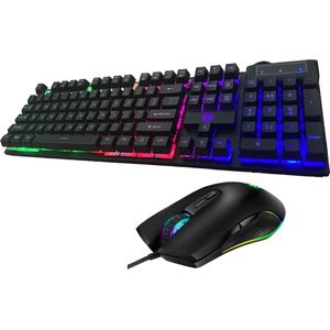 zwarte k500 toetsenbord en muis/gaming set/bedraad/RGB verlichting/3200 dpi/anti-ghosting/2in1/geschikt voor pc/mac/ps4-5/xbox one-xbox x/QWERTY