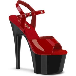 Pleaser - ADORE-709 Sandaal met enkelband, Paaldans schoenen - US 10 - 40 Shoes - Rood/Zwart