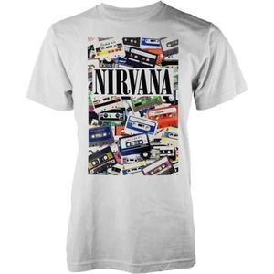 Nirvana - Cassettes Heren T-shirt - L - Wit