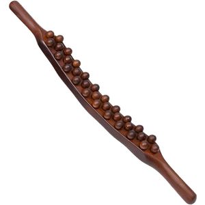 Houten massage roller met 31 kralen - lymfedrainage massagestok - Guasha en spierontspanningsgereedschap - Handgemaakt houten body roller voor rug, benen en nek,houten massagetool guasha lichaamsmassager houten massagetools guasha tools
