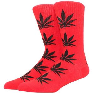 CHPN - Wiet sokken - Weed socks - Cadeau - Sokken - Rood/Zwart - Unisex - One size - 36-46