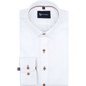 Suitable - Overhemd Twill Wit - Heren - Maat 38 - Slim-fit