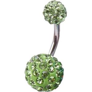 Fako Bijoux® - Navelpiercing - Disco Dots Duo - Groen