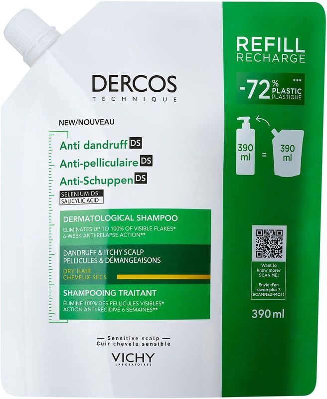 Vichy - Dercos Anti-Roos DS - Shampoo - 390ml - Voor Droog Haar - Seleniumdisulfide en Salicylzuur