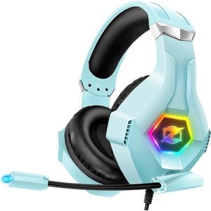 StayPowered Gaming Headset - Ultiem Surround Sound - Noise Cancelling Microfoon - Comfortabel en Duurzaam - Multiplatform Compatibel - RGB LED Verlichting - Stevige Gevlochten Kabel - Lichtblauw - Levering Sneller dan Aangegeven!