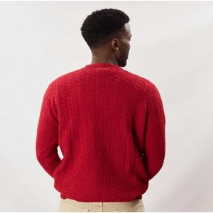 Osborne Knitwear Trui met dunne kabels en ronde hals - Lamswol - Poppy Melange - 2XL