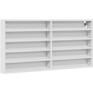 vidaXL Vitrinekast - Vitrinekasten - Vitrine - Display Kast - Vitrinekast 100x8,5x50 cm bewerkt hout wit