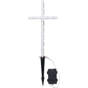 Star Trading LED grafverlichting Gravecross, kruis, timer, warm wit, buiten, 42 cm