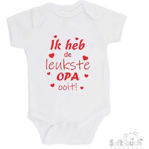 100% katoenen Romper ""Ik heb de leukste OPA ooit!"" Vaderdag Unisex Katoen Wit/rood Maat 68/74