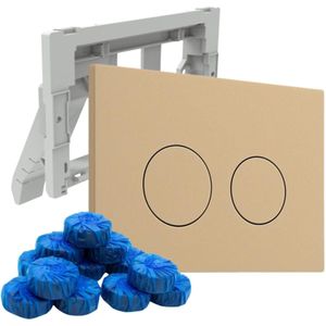 QeramiQ Push Bedieningsplaat met toiletblokjeshouder - voor Geberit UP320 inbouwreservoir - dualflush - ronde knoppen - kunststof - inclusief 12 toiletblokjes - beige