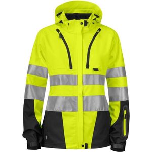 ProJob 6423 ONGEVOERDE SIGNALISATIE SOFTSHELL EN ISO 20471 KLASSE 3 DAMES 646423 - Geel/Zwart - XXL