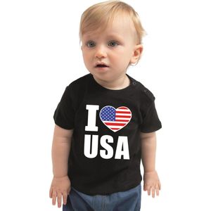 I love USA baby shirt zwart jongens en meisjes - Kraamcadeau - Babykleding - Amerika landen t-shirt 80