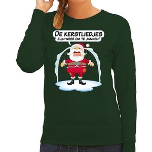 Foute Kersttrui / sweater - de kerstliedjes zijn weer om te janken - Haat aan kerstmuziek / kerstliedjes - groen - dames - kerstkleding / kerst outfit L