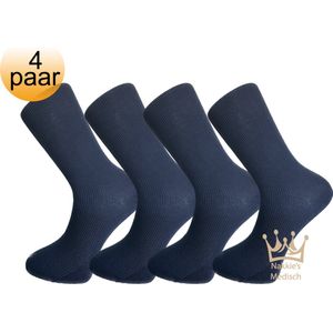 Nakkie’s Medische sokken - 100% katoen - 4 paar - Maat 36/38 - Donker blauw marine - Neuropathie - Reuma - Diabetes