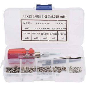 105-delige Roestvrij Staal Helicoil Draadreparatieset - M3 Draadschroefhuls Gereedschapsset - Inclusief M3*0.5 doos .