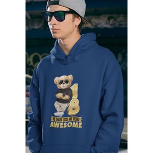 18 Jaar Verjaardag cadeau Hoodie - Navy Hoodie Mannen - Maat M - Verjaardag Cadeau Mannen - Limited Edition