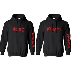 Koppel goals hoodies - King en Queen-Valentijns dag cadeau met datum - Maat XXL