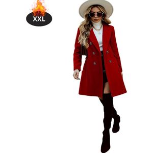 Nivard Mantel Dames - Tussenmantel - Jas - Mantelpakje - Trenchcoat - Overjas - Overcoat - Winter - Rood - S