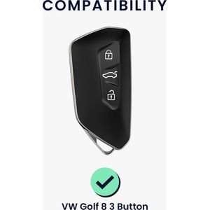kwmobile autosleutel hoesje geschikt voor VW Golf 8 3-knops autosleutel - Autosleutel behuizing in wit / roségoud - Rallystrepen design